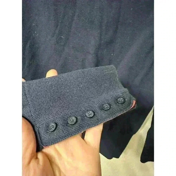 Boden Navy Blue Sweater Cotton Crew Neck XS Button Sleeves - Picture 2 of 5